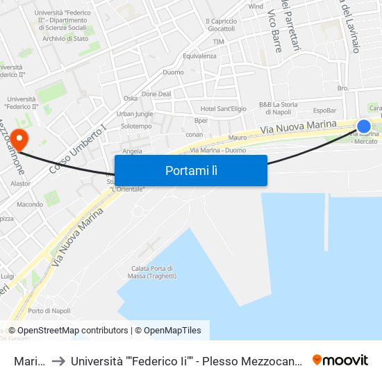 Marina to Università ""Federico Ii"" - Plesso Mezzocannone 4 map