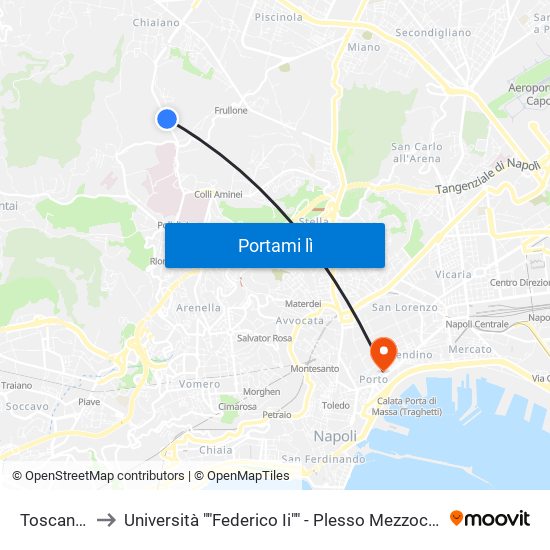 Toscanella to Università ""Federico Ii"" - Plesso Mezzocannone 4 map