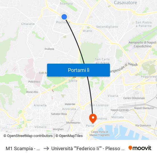 M1 Scampia - Zuccarini to Università ""Federico Ii"" - Plesso Mezzocannone 4 map