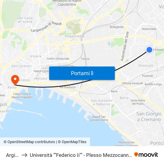 Argine to Università ""Federico Ii"" - Plesso Mezzocannone 4 map