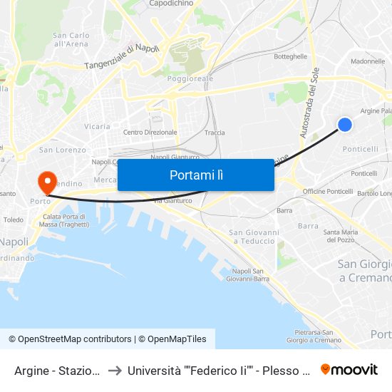 Argine - Stazionamento to Università ""Federico Ii"" - Plesso Mezzocannone 4 map