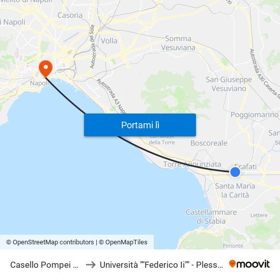 Casello Pompei Est - Scafati to Università ""Federico Ii"" - Plesso Mezzocannone 4 map