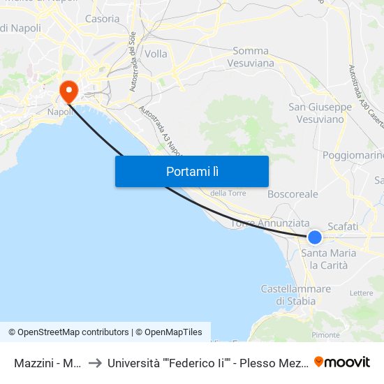 Mazzini - Morese to Università ""Federico Ii"" - Plesso Mezzocannone 4 map