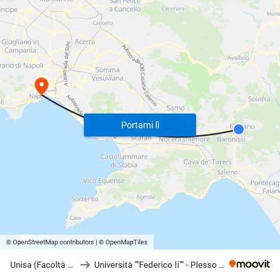 Unisa (Facoltà Farmacia) to Università ""Federico Ii"" - Plesso Mezzocannone 4 map