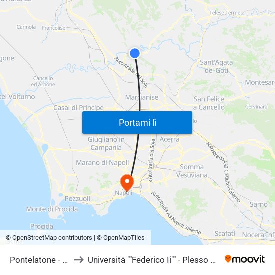 Pontelatone - Rotonda to Università ""Federico Ii"" - Plesso Mezzocannone 4 map