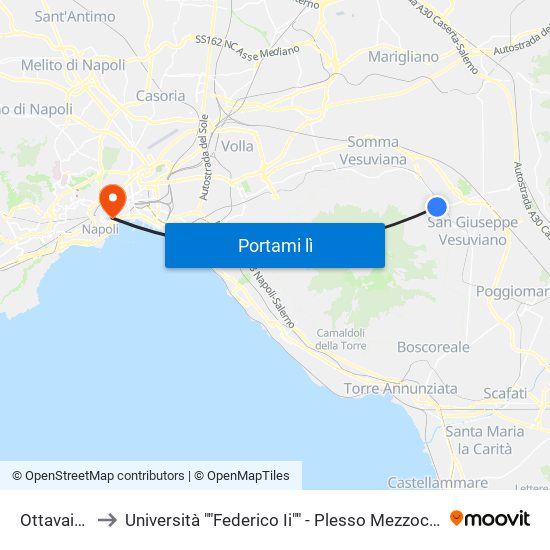 Ottavaiano to Università ""Federico Ii"" - Plesso Mezzocannone 4 map