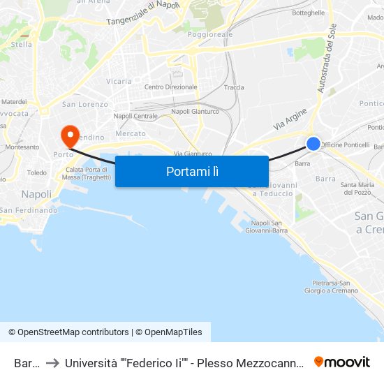 Barra to Università ""Federico Ii"" - Plesso Mezzocannone 4 map