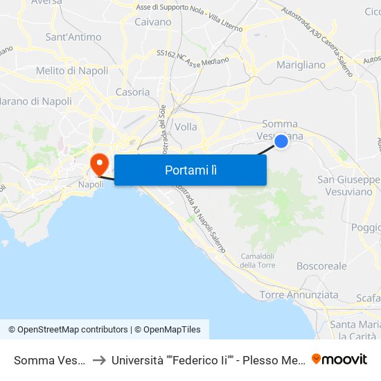 Somma Vesuviana to Università ""Federico Ii"" - Plesso Mezzocannone 4 map