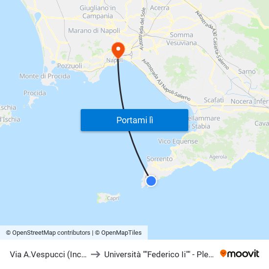 Via A.Vespucci (Incr. Via Cantone) to Università ""Federico Ii"" - Plesso Mezzocannone 4 map