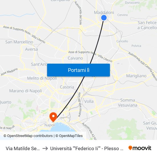 Via Matilde Serao, 313 to Università ""Federico Ii"" - Plesso Mezzocannone 4 map