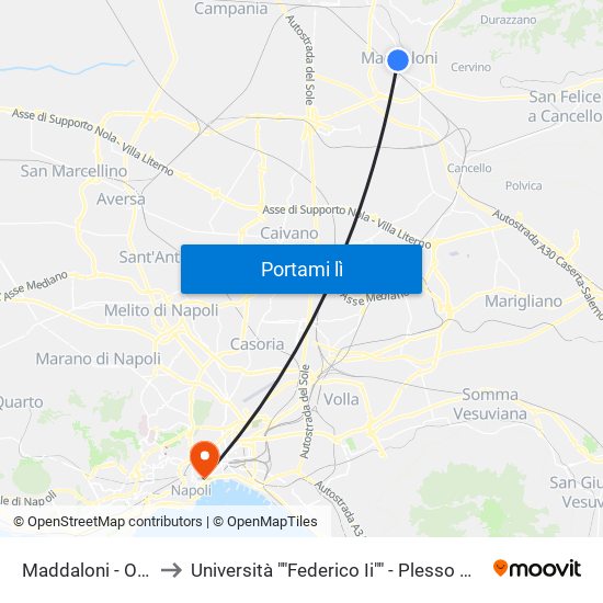 Maddaloni - Ospedale to Università ""Federico Ii"" - Plesso Mezzocannone 4 map