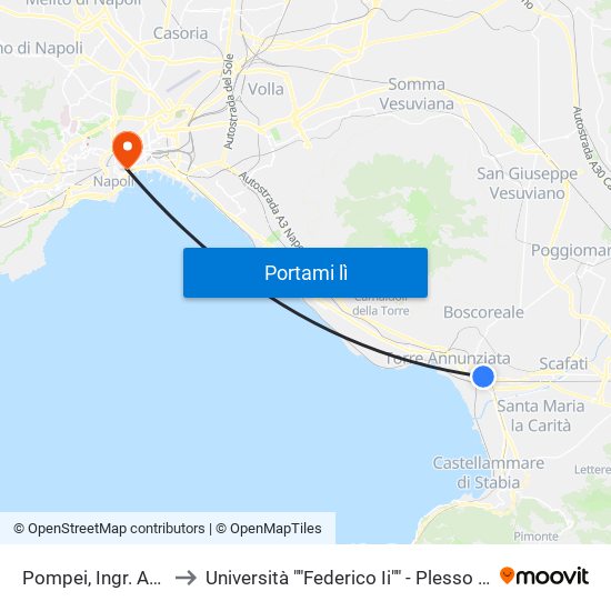 Pompei, Ingr. Autostrada to Università ""Federico Ii"" - Plesso Mezzocannone 4 map