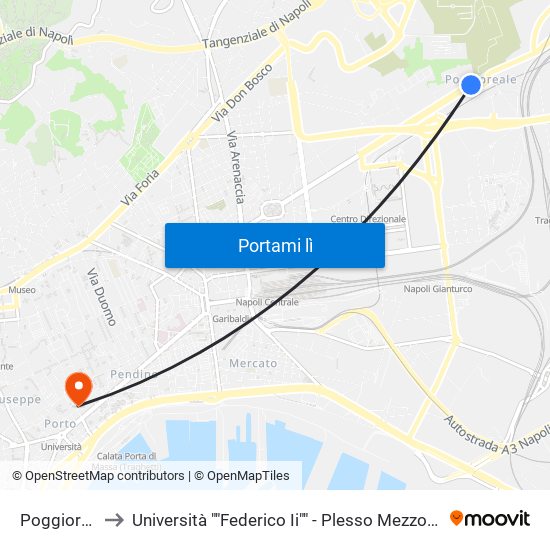 Poggioreale to Università ""Federico Ii"" - Plesso Mezzocannone 4 map