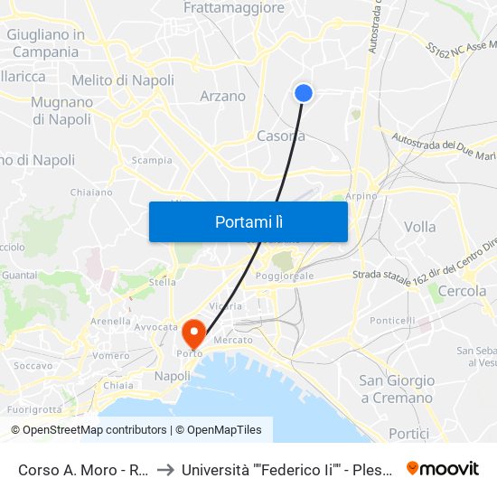 Corso A. Moro - Rif. Terminale to Università ""Federico Ii"" - Plesso Mezzocannone 4 map