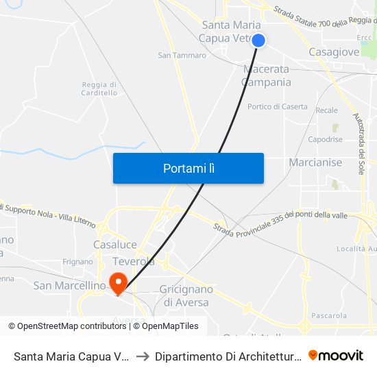 Santa Maria Capua Vetere (Provvisoria) to Dipartimento Di Architettura E Disegno Industriale map