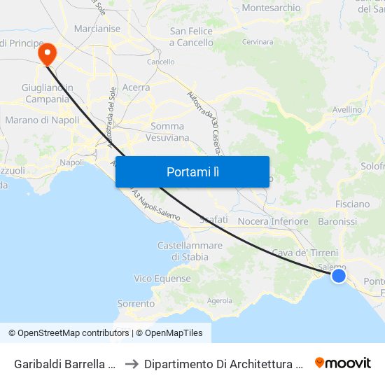 Garibaldi Barrella (Stazione F.S.) to Dipartimento Di Architettura E Disegno Industriale map