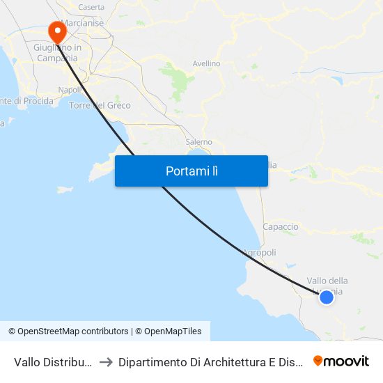 Vallo Distributore Eni to Dipartimento Di Architettura E Disegno Industriale map