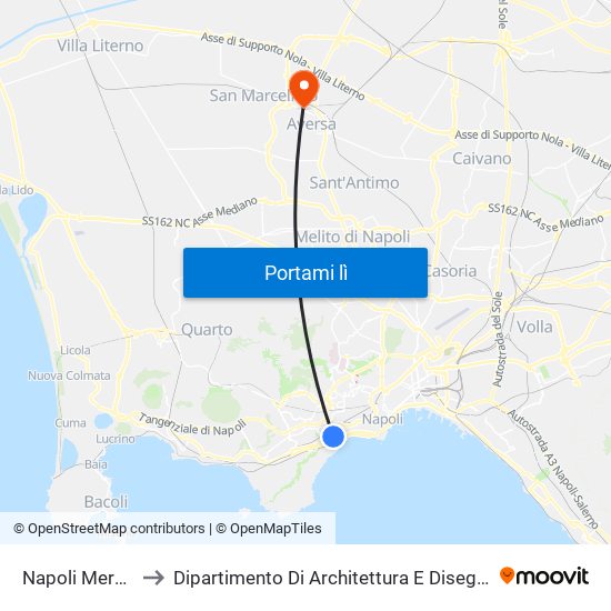 Napoli Mergellina to Dipartimento Di Architettura E Disegno Industriale map