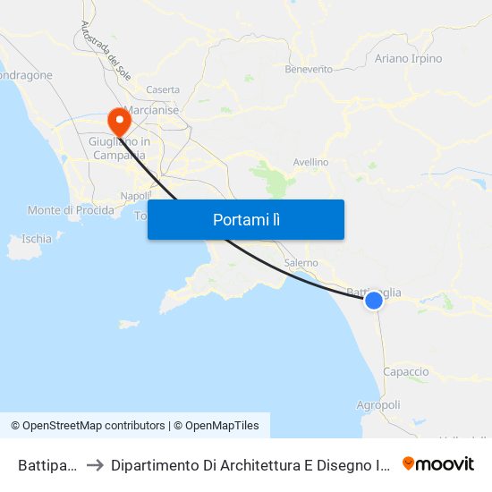 Battipaglia to Dipartimento Di Architettura E Disegno Industriale map