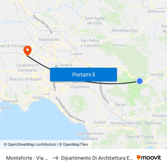 Monteforte - Via Nazionale, 80 to Dipartimento Di Architettura E Disegno Industriale map