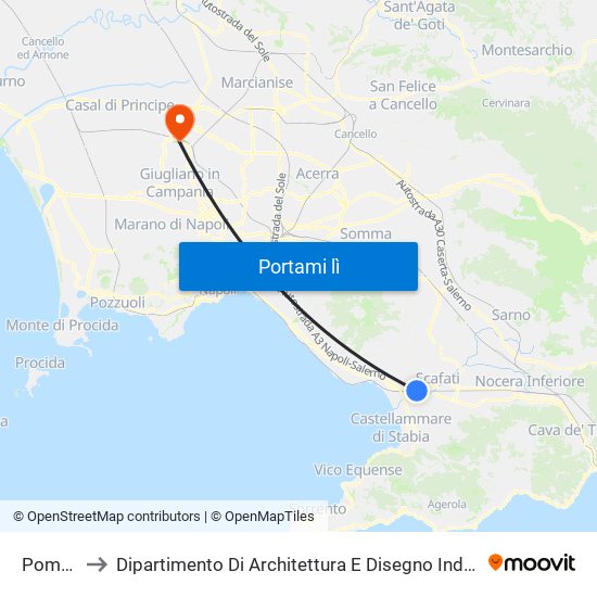 Pompei to Dipartimento Di Architettura E Disegno Industriale map