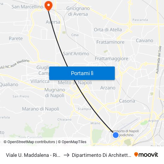 Viale U. Maddalena - Rif. Caserma Aeronautica to Dipartimento Di Architettura E Disegno Industriale map