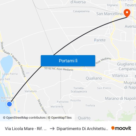 Via Licola Mare - Rif. Lido Del Carabiniere to Dipartimento Di Architettura E Disegno Industriale map