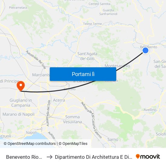 Benevento Rione Libertà to Dipartimento Di Architettura E Disegno Industriale map