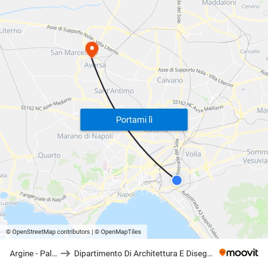 Argine - Palermo to Dipartimento Di Architettura E Disegno Industriale map