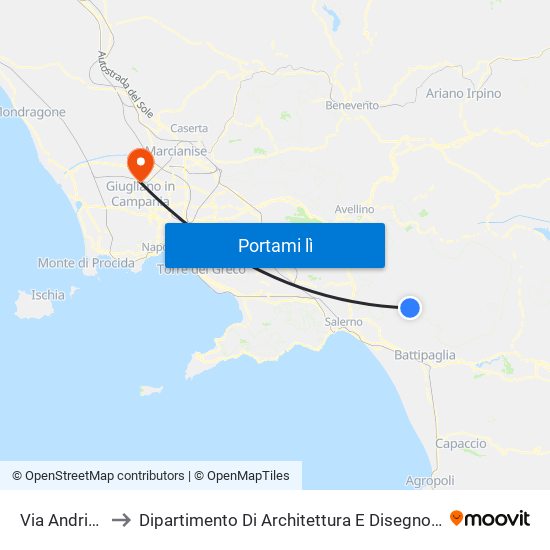 Via Andria, 20 to Dipartimento Di Architettura E Disegno Industriale map