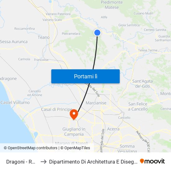 Dragoni - Rotonda to Dipartimento Di Architettura E Disegno Industriale map