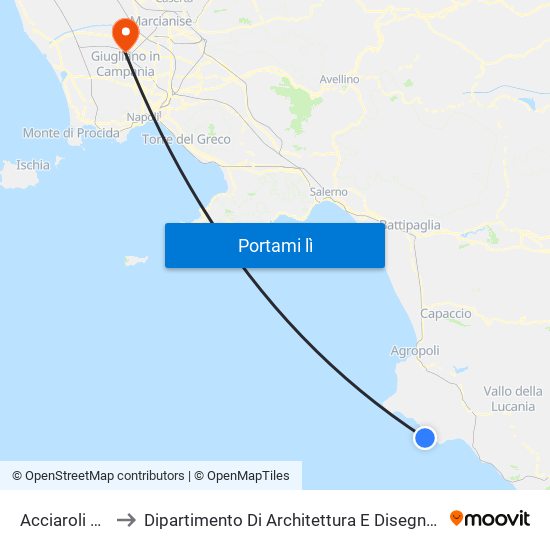 Acciaroli Porto to Dipartimento Di Architettura E Disegno Industriale map