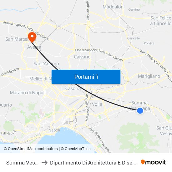 Somma Vesuviana to Dipartimento Di Architettura E Disegno Industriale map