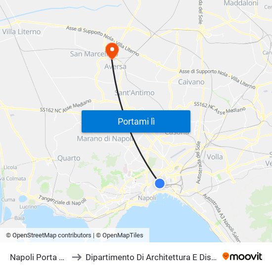 Napoli Porta Capuana to Dipartimento Di Architettura E Disegno Industriale map