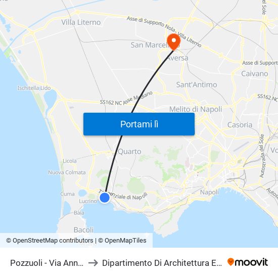 Pozzuoli - Via Annecchino, 182 to Dipartimento Di Architettura E Disegno Industriale map