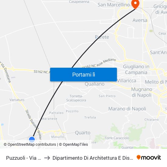 Puzzuoli - Via Serao, 1 to Dipartimento Di Architettura E Disegno Industriale map
