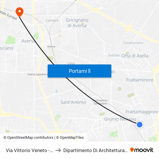 Via Vittorio Veneto - Rif. Civico N° 52 to Dipartimento Di Architettura E Disegno Industriale map