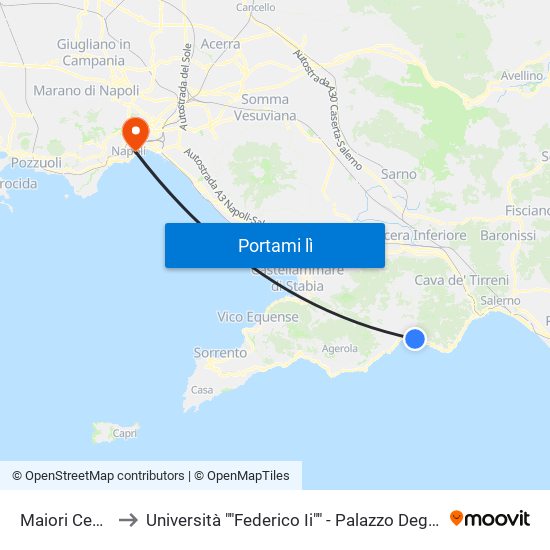Maiori Centro to Università ""Federico Ii"" - Palazzo Degli Uffici map