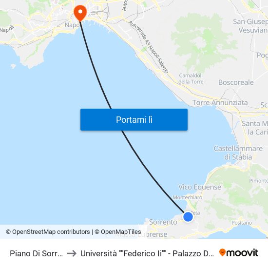 Piano Di Sorrento to Università ""Federico Ii"" - Palazzo Degli Uffici map