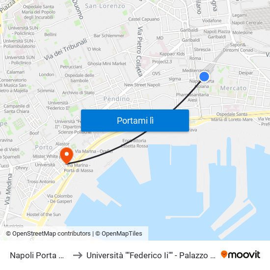 Napoli Porta Nolana to Università ""Federico Ii"" - Palazzo Degli Uffici map