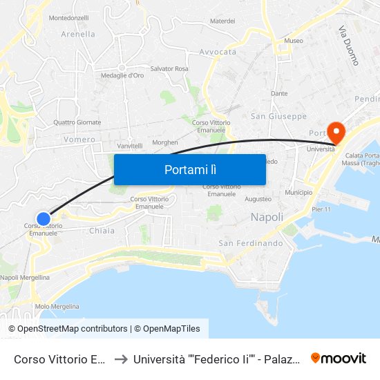 Corso Vittorio Emanuele to Università ""Federico Ii"" - Palazzo Degli Uffici map