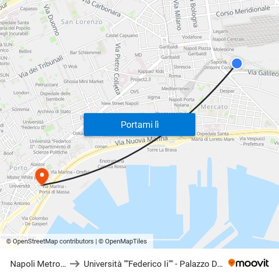 Napoli Metropark to Università ""Federico Ii"" - Palazzo Degli Uffici map