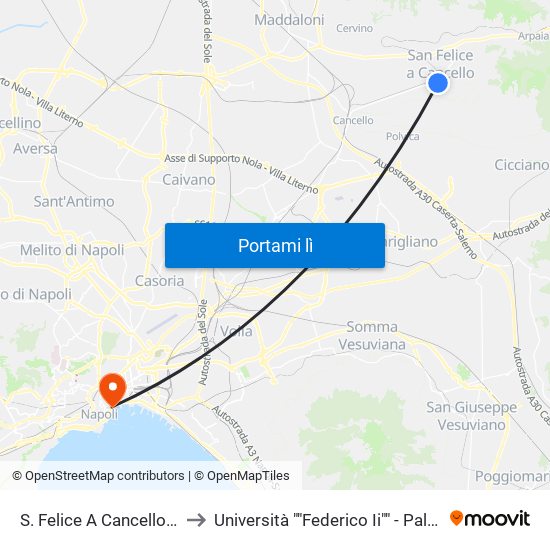 S. Felice A Cancello - Municipio to Università ""Federico Ii"" - Palazzo Degli Uffici map