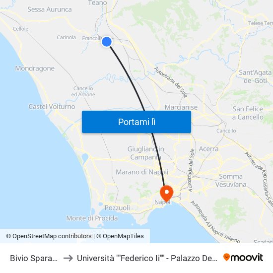 Bivio Sparanise to Università ""Federico Ii"" - Palazzo Degli Uffici map