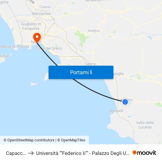 Capaccio to Università ""Federico Ii"" - Palazzo Degli Uffici map