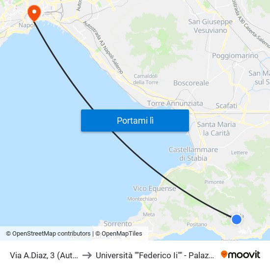 Via A.Diaz, 3 (Aut. Fusco) to Università ""Federico Ii"" - Palazzo Degli Uffici map