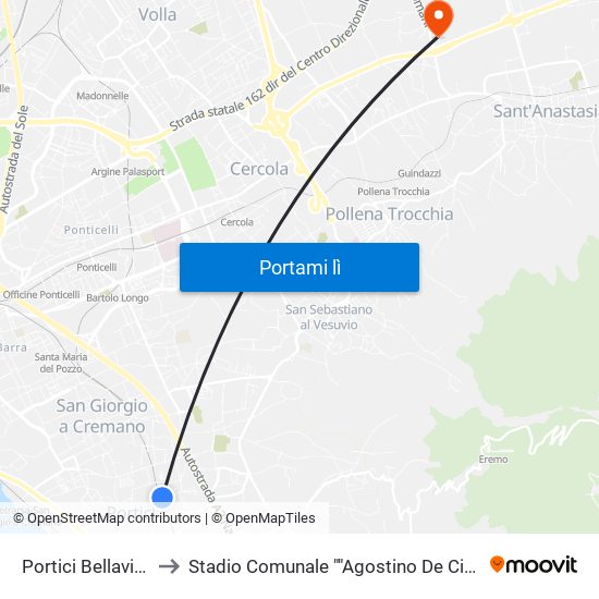 Portici Bellavista to Stadio Comunale ""Agostino De Cicco"" map