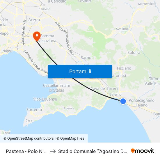 Pastena  - Polo Nautico to Stadio Comunale ""Agostino De Cicco"" map