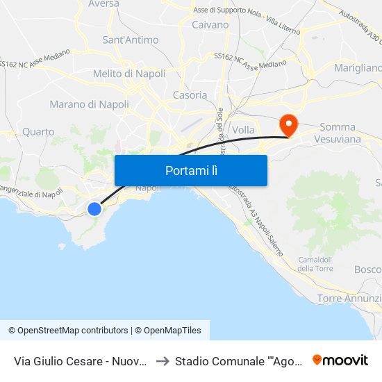 Via Giulio Cesare - Nuovo Capolinea Ctp to Stadio Comunale ""Agostino De Cicco"" map