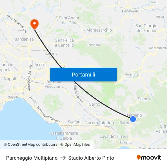 Parcheggio Multipiano to Stadio Alberto Pinto map